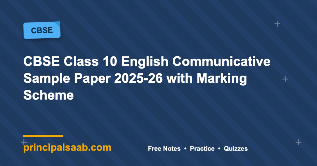 CBSE Class 10 English Communicative Sample Paper 2025-26 with Marking Scheme