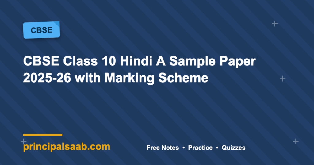 CBSE Class 10 Hindi A Sample Paper 2025-26 with Marking Scheme