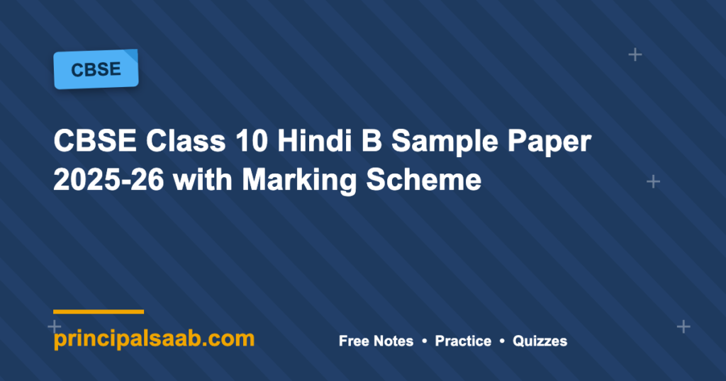CBSE Class 10 Hindi B Sample Paper 2025-26 with Marking Scheme