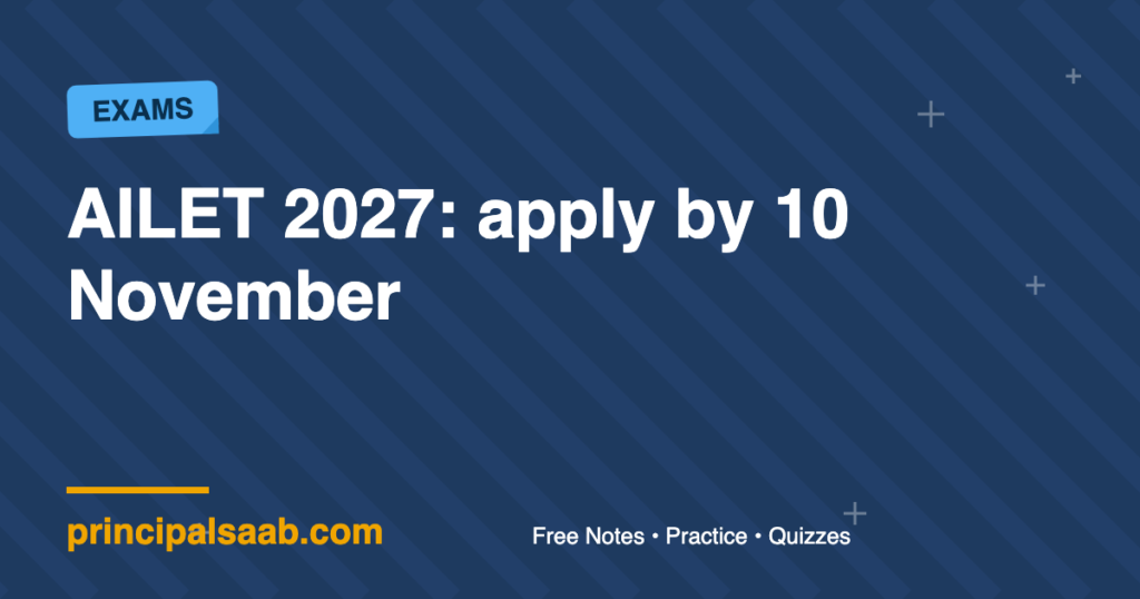 AILET 2027 Applications Open: Last Date 10 November, Exam 13 December