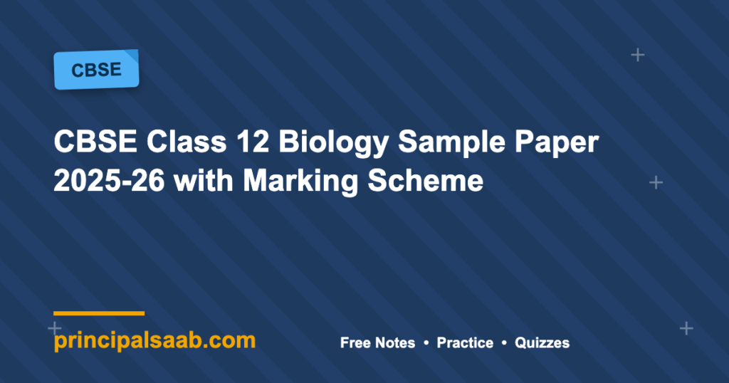CBSE Class 12 Biology Sample Paper 2025-26 with Marking Scheme