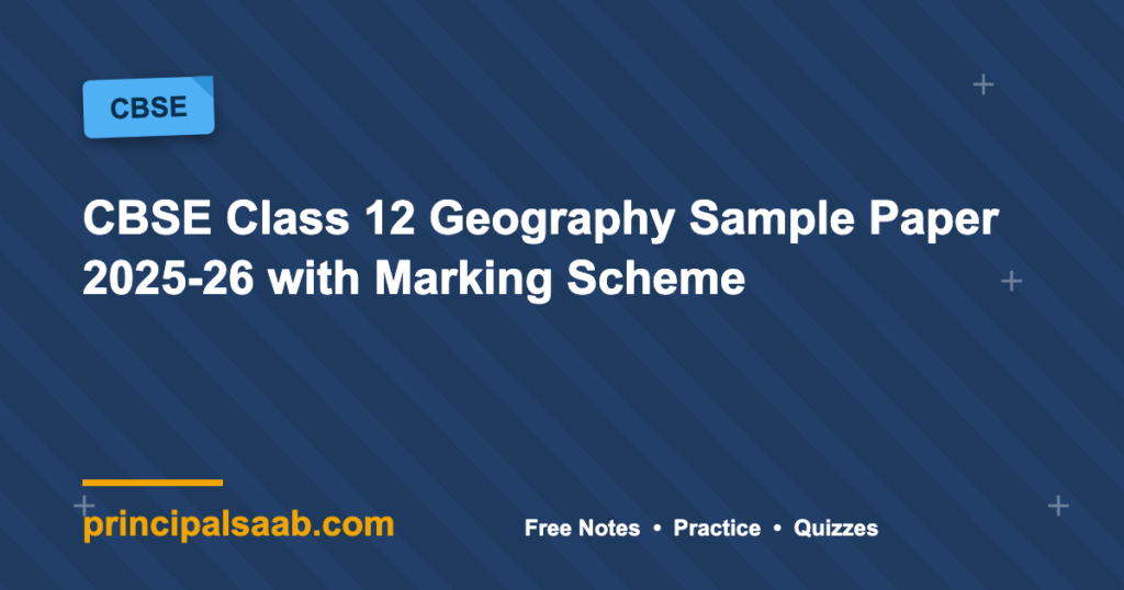 CBSE Class 12 Geography Sample Paper 2025-26 with Marking Scheme
