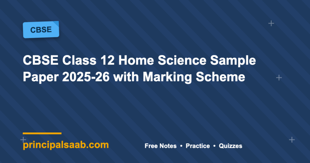 CBSE Class 12 Home Science Sample Paper 2025-26 with Marking Scheme