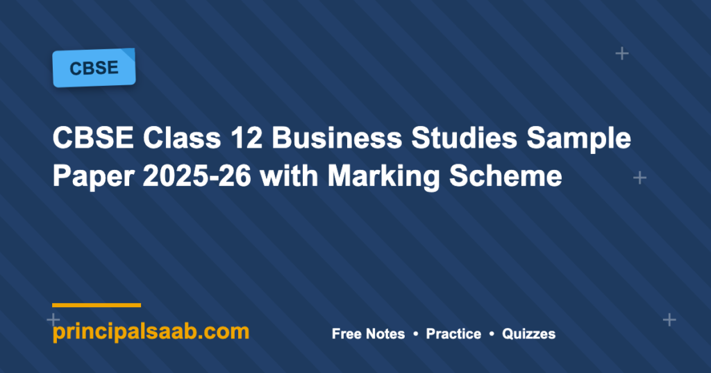 CBSE Class 12 Business Studies Sample Paper 2025-26 with Marking Scheme