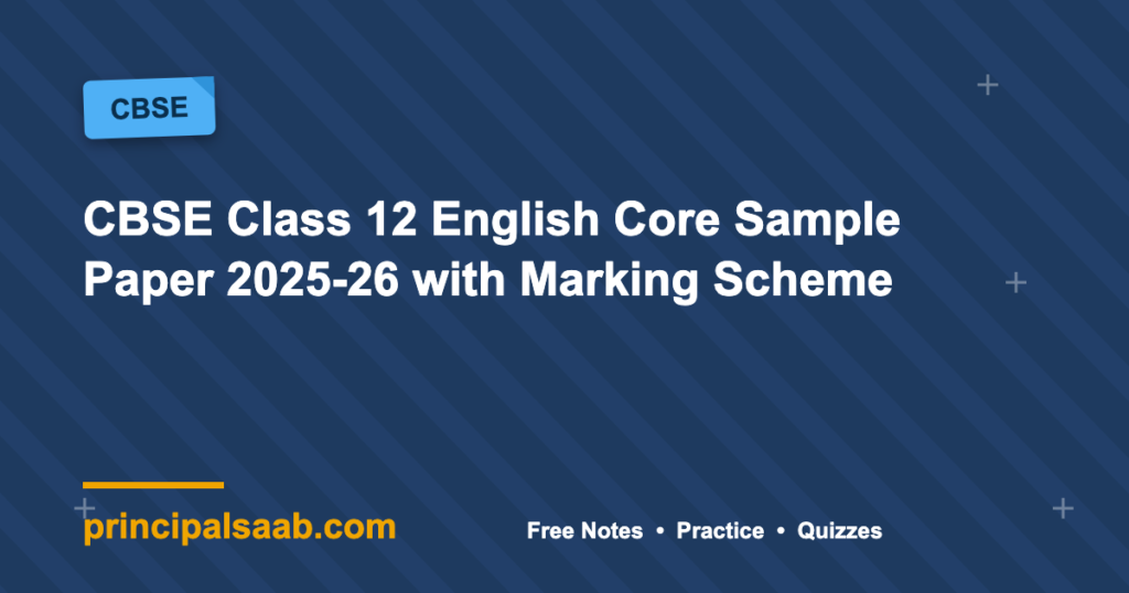 CBSE Class 12 English Core Sample Paper 2025-26 with Marking Scheme