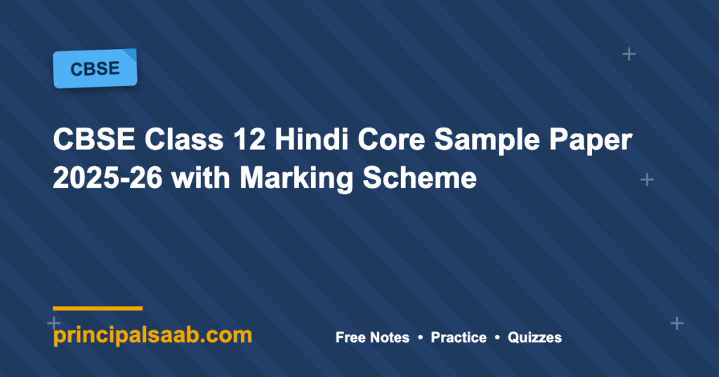 CBSE Class 12 Hindi Core Sample Paper 2025-26 with Marking Scheme