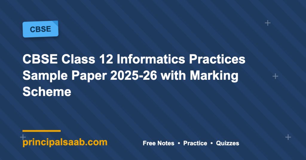 CBSE Class 12 Informatics Practices Sample Paper 2025-26 with Marking Scheme