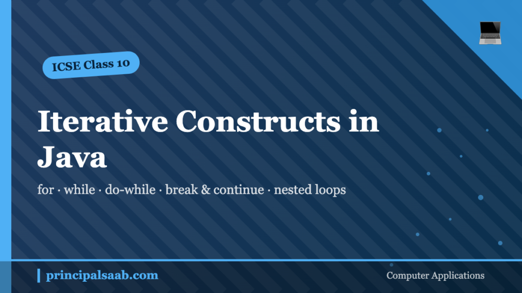 ICSE Class 10 Computer Applications chapter card: Iterative Constructs in Java (loops)