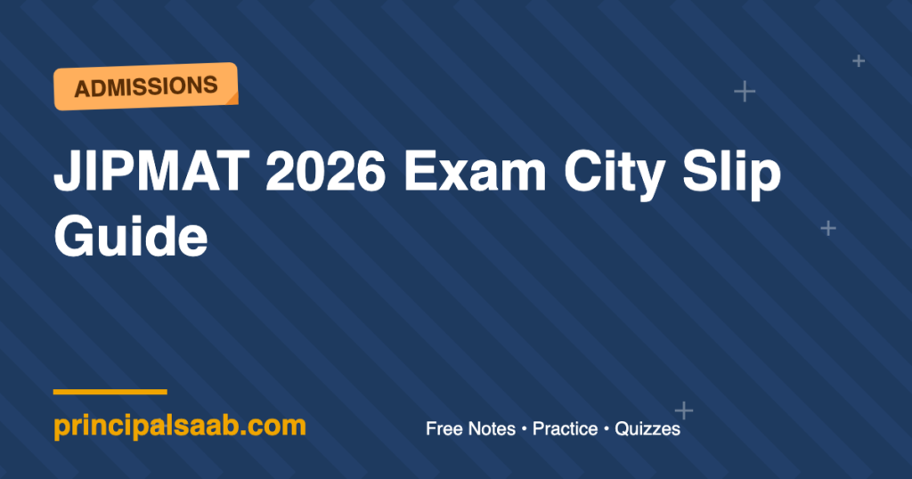JIPMAT 2026 Exam City Slip Guide