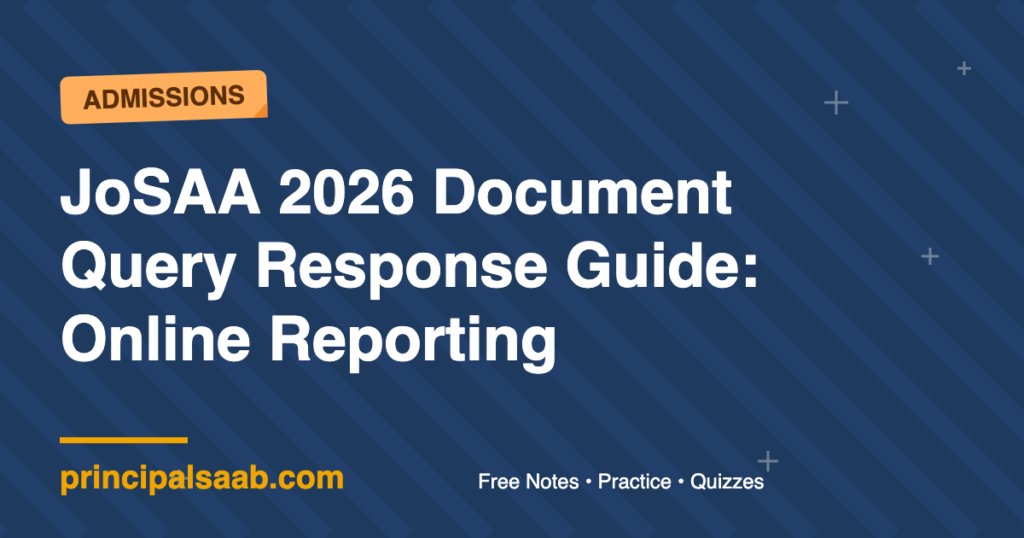 JoSAA 2026 Document Query Response Guide: Online Reporting