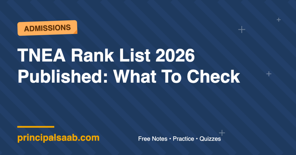 TNEA Rank List 2026 Published: What To Check
