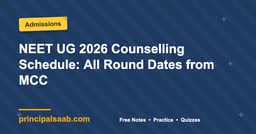 NEET UG 2026 Counselling Schedule: All Round Dates from MCC