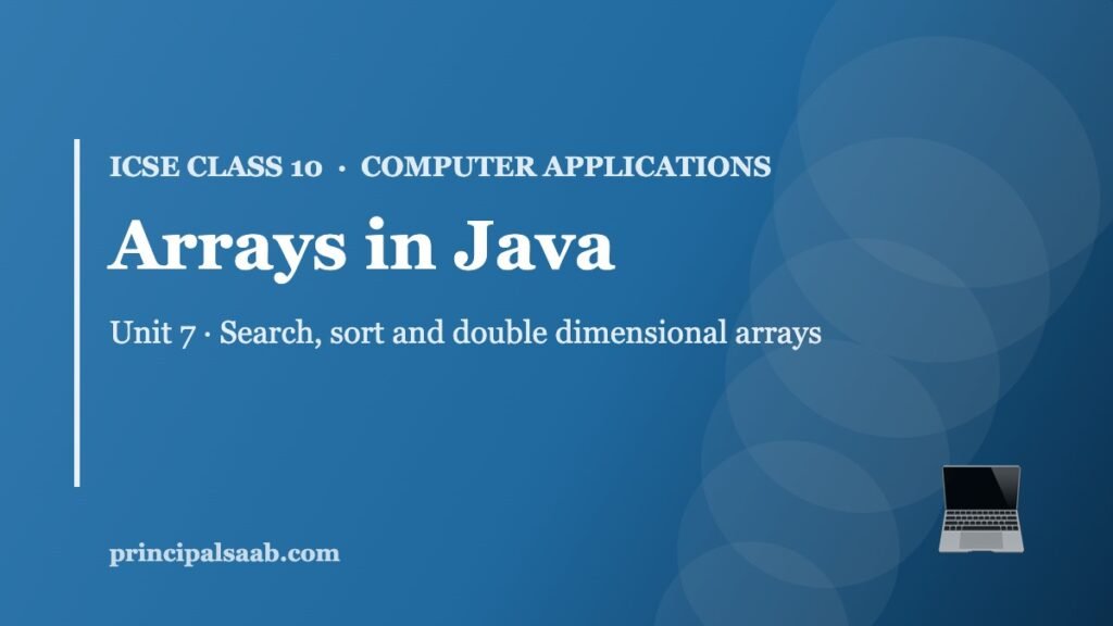 Arrays in Java — ICSE Class 10 Computer Applications