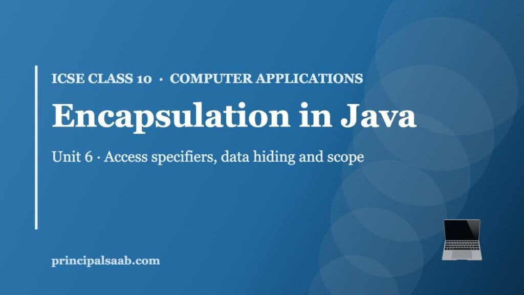 Encapsulation in Java — ICSE Class 10 Computer Applications