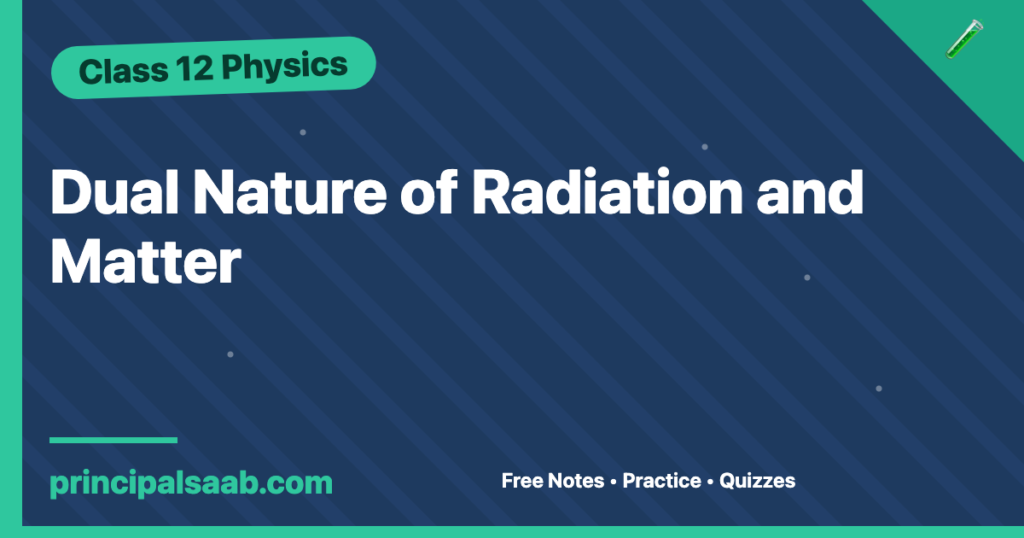 Dual Nature of Radiation and Matter — Class 12 Physics Notes & Practice